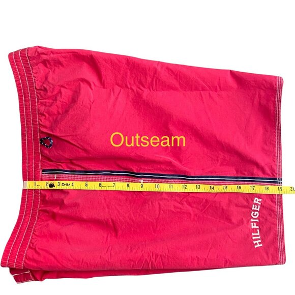 Vtg Tommy Hilfiger Men's XL Red Stripe Spell Out Lined Swim Trunks Shorts Beach - Picture 10 of 12